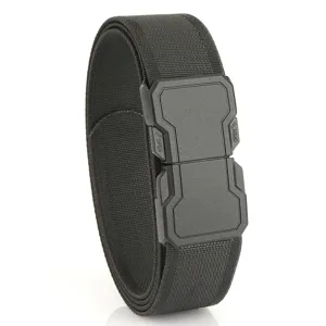 Professional men's black elastic woven tactical belt with quick-release outdoor sports buckle
