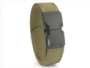 Cinturón táctico para hombre con tejido trenzado elástico transpirable y hebilla rápida