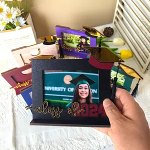 Colorful 2024 graduation picture frames with tassel and cap detail in various finishes