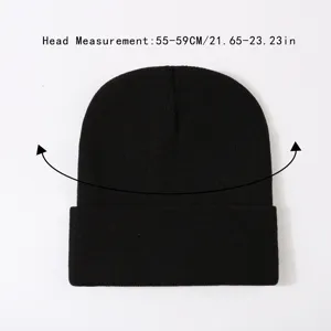 Black knit beanie winter warm cap fashion casual streetwear solid color comfortable hat