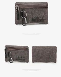 Oxford cloth waterproof coin purse with keychain carabiner zipper card holder wallet