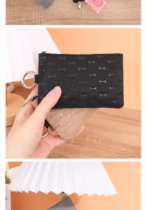 Durable waterproof trench fabric mini coin purse and key card holder zipper pouch