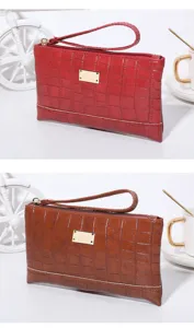 Damen Krokodil Muster Clutch Geldbörse Handgelenk Tasche PU Leder Handtasche Detail Ansicht