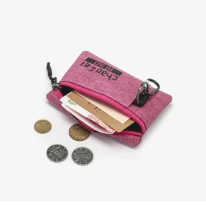 Oxford cloth coin purse portable zipper wallet mini card holder daily use pink bag.