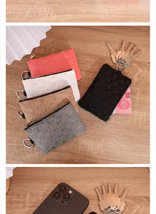 Waterproof wear-resistant key coin purse portable multi-color zipper card bag for daily use