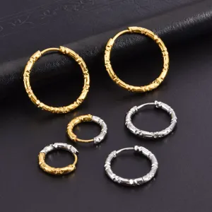 Minimalistische Roestvrijstalen Creolen Voor Dames Heren Unisex Geometrische Diamantslijping Getextureerde Oorbellen Hoogglans Sieraden Cadeau