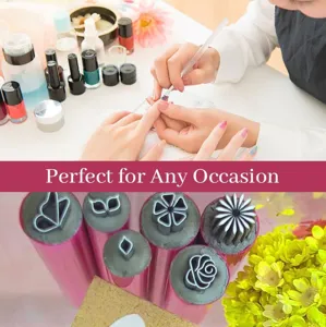 Detailansicht eines 6-teiligen Nagelkunst-Stempelstifte-Sets mit verschiedenen Mustern