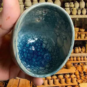 Unique blue bubble textured pottery herb stripper bowl resin craft kitchen tool