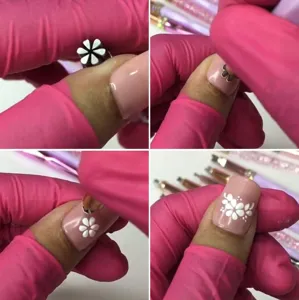 6-teiliges Nail-Art-Stempel-Stift-Set für zarte weiße Blumenmuster auf den gepflegten Nägeln