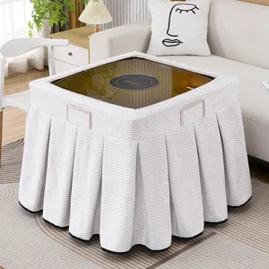 Fundas para mesa termica cuadrada de felpa engrosada plisada cubierta calefactora para salon