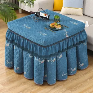Thickened plush quilted square table cover for winter electric heating table and mahjong machine.