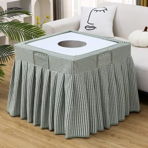 Green checkered square table cover dust cover for heating table mahjong machine cover