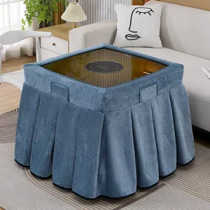 Funda de mesa calefactora de vellón azul grueso manta de terciopelo sala de estar