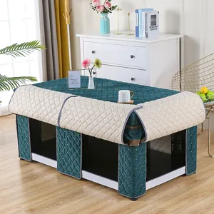 Winter thickened quilted heating table cover, rectangular warm tea table cloth protector.