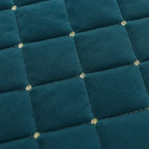 Premium thickened dark teal quilted fabric texture detail for winter heating table cover