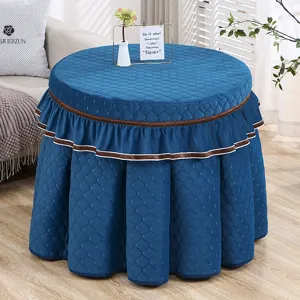Gepolsterde ronde tafelkleed verdikte fluwelen winter verwarming tafelrok decor