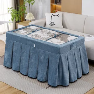 Funda de mesa termica de felpa espesada para mesa de calefaccion edredun azul