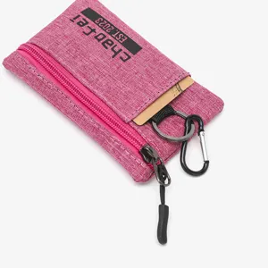 Oxford cloth coin purse portable card holder wallet with zipper and keychain for daily use.
