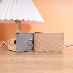 Portable waterproof coin purse key card holder with ring and bone pattern for daily use main