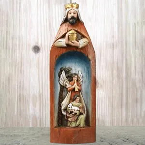 Religious resin Three Wise Men king figurine with detailed nativity scene carving