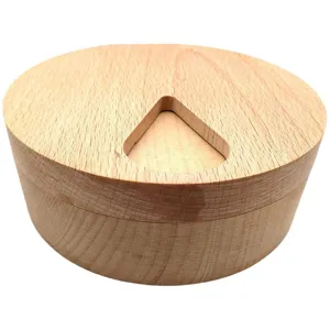 Pastillero redondo de madera de haya con tapa giratoria para el almacenamiento diario