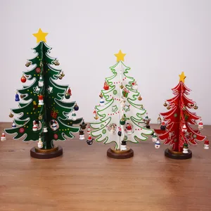 Weihnachtsbaum Aus Holz Tischdekoration Mini Kiefer Mit Anhängern Miniatur Ornamente Tischdekoration Weihnachtsgeschenke Shop Schaufenster Layout