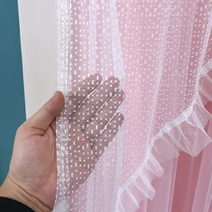 White lace curtain detail sheer mesh fabric close-up partition curtain texture display