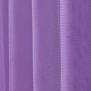 Purple tulle mesh curtain fabric detail, breathable sheer sheer fabric for home decor.