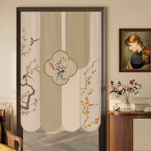 Neu Chinesischer Stil Geformter Bedruckter Türvorhang Polyester Beschattung Privatsphäre Trennvorhang Modern Minimalistisch Heimdekoration