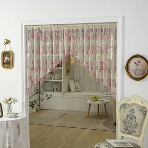 French vintage lace doorway curtain embroidered half curtain for hallway bedroom partition.