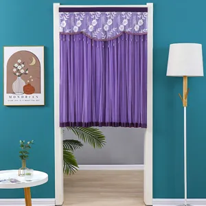 Lila Spitzen Türvorhang Detail Szene Halber Vorhang mit feiner Stickerei Zimmer Dekor