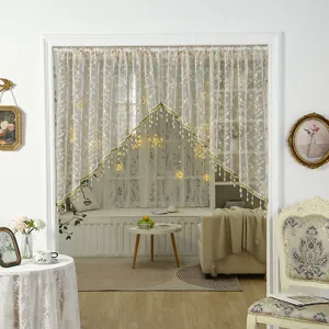 French vintage lace short curtain embroidered door curtain elegant room divider partition net