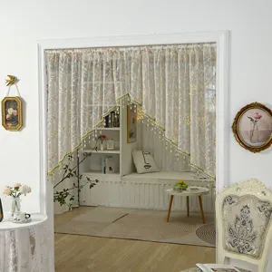French vintage lace short curtain embroidery door partition for hallway and bedroom decor