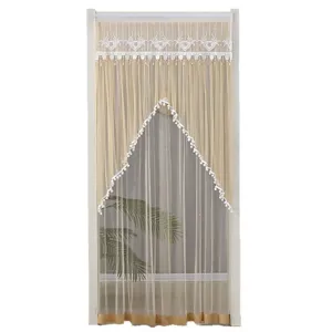 Door curtain lace mesh anti-mosquito screen bedroom punch free hanging privacy curtain