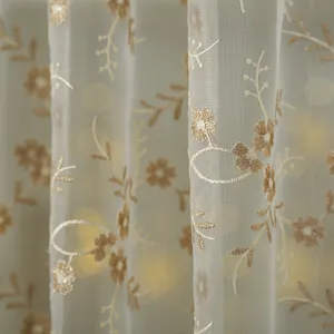 French vintage floral embroidered sheer curtain short door curtain elegant home decor