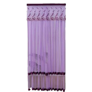Purple lace door curtain feather embroidery mesh anti mosquito room partition screen