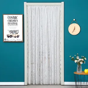 French Light Luxury Lace Door Curtain Bedroom Gauze Partition Decorative Window Curtain Punch-Free Hanging Curtain