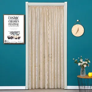 Elegant French luxury lace door curtain sheer bedroom partition hanging decor curtain