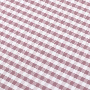 Rosa karierter Tischabdeckung Stoff Detail Textur Nahaufnahme weiches Samt Material Muster.