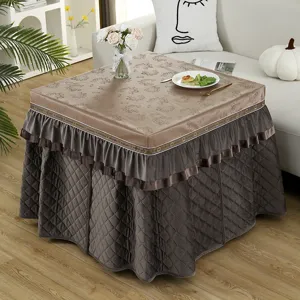 Thickened rectangular heating table cover waterproof winter warm quilted table skirt style