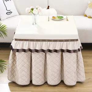 Thickened plush rectangular electric stove cover table cloth with ruffles for winter warm home decor