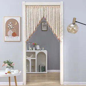 French pastoral lace door curtain with delicate fringe design, elegant room decor half curtain.
