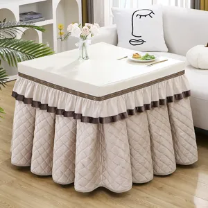 Rectangle thermal table cover thickened quilted heating table cloth winter home decor