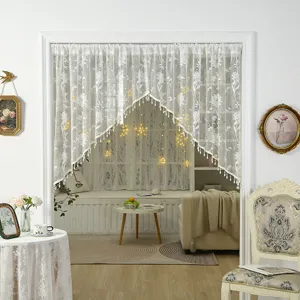French retro lace short curtain door curtain embroidery partition curtain for home bedroom decor