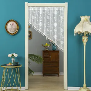 Korean lace door curtain sheer partition curtain floral home bedroom kitchen decor