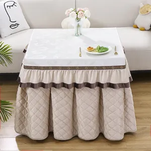 Rectangular heated table cover thick quilted plush winter electric stove cover tablecloth
