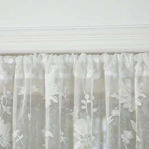 French vintage white lace short curtain floral embroidered door half curtain partition.