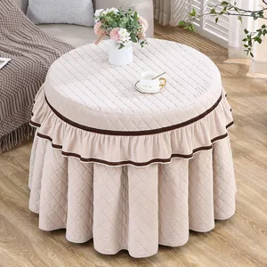 Gewatteerd rond tafelkleed dikke thermische tafelhoes elegant ontworpen met volant