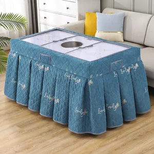 Verdickte Samt Winter Heiztisch Abdeckung rechteckige Stoffmatte mit Ausschnitt für Zuhause