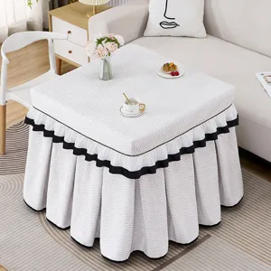 Fundas para mesa de calefacción cuadrada acolchada con faldón negro para decoración del hogar.